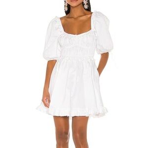 For Love And Lemons White Puff Sleeve Mini Dress